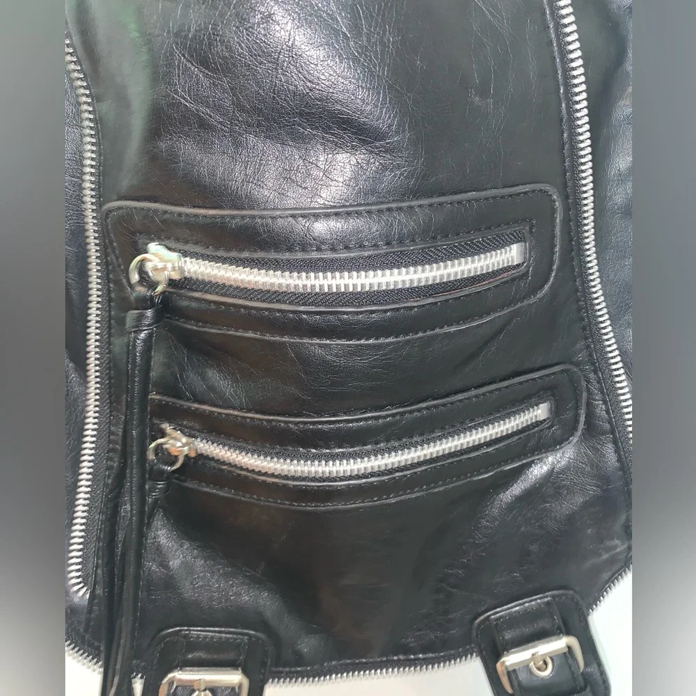 FE Fashion Express Black Faux Leather Hobo Bag